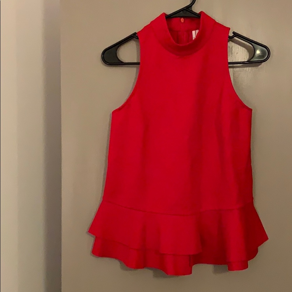 NWT Anthropologie Red Fitted Holiday Top